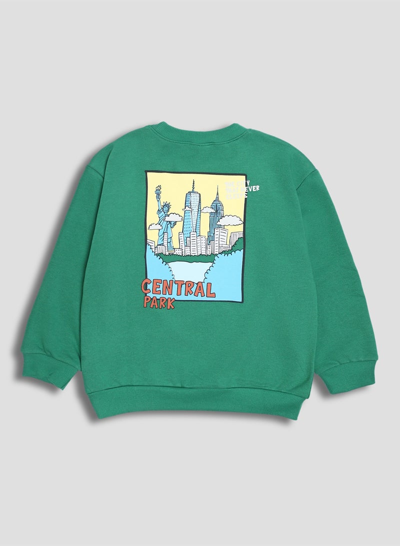 ال سي وايكيكي سويت شيرت أولادي اخضر - Image 2